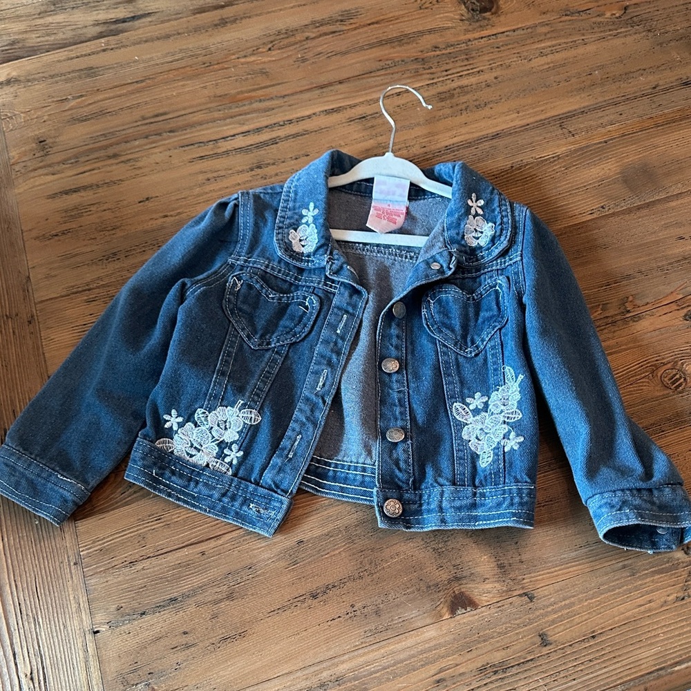 Nannette Blue Embroidered Kids Jean Jacket